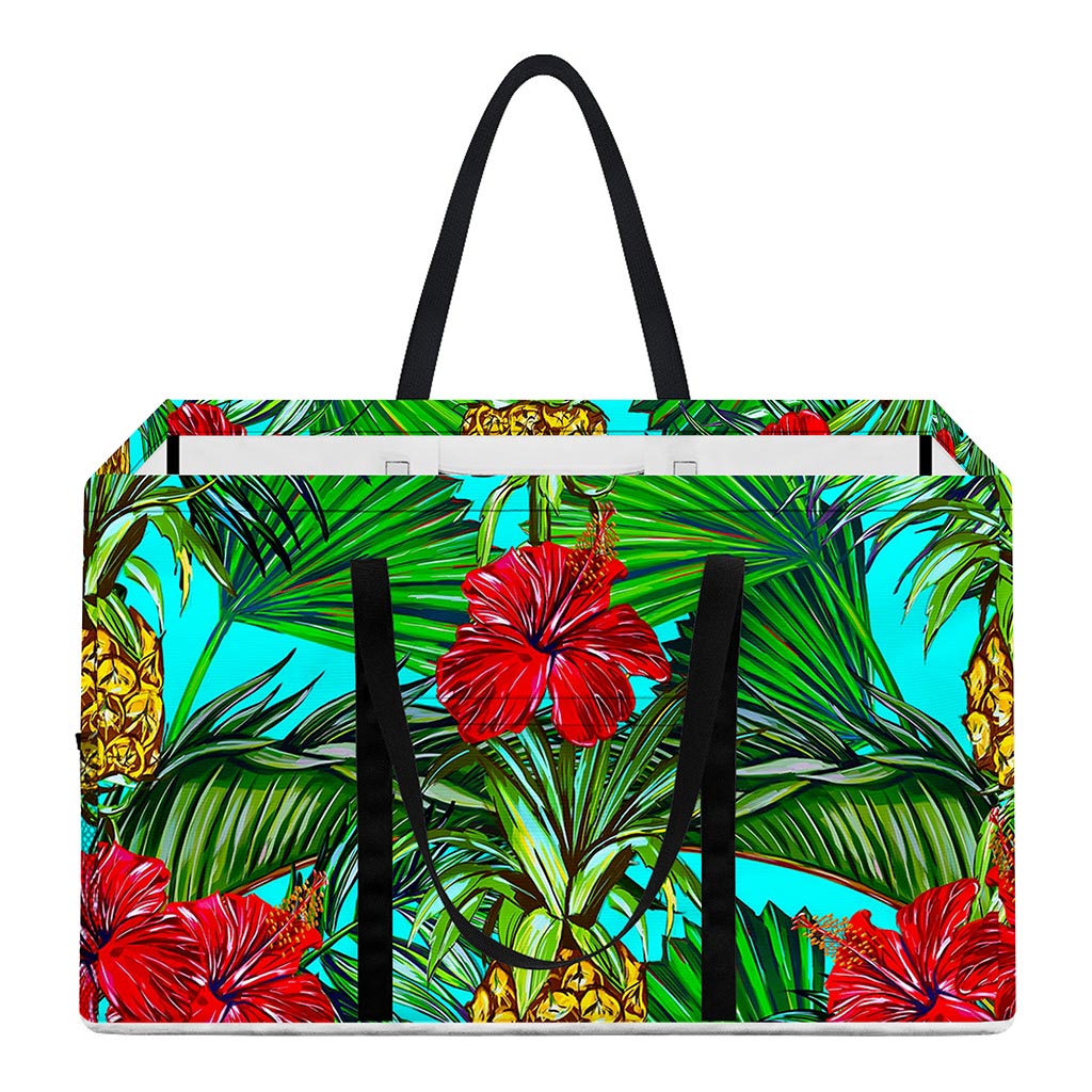 Pineapple Hibiscus Hawaii Pattern Print Utility Tote Bag