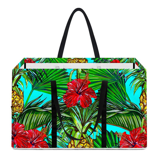 Pineapple Hibiscus Hawaii Pattern Print Utility Tote Bag