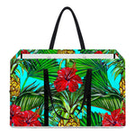 Pineapple Hibiscus Hawaii Pattern Print Utility Tote Bag