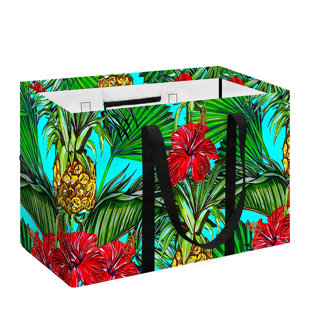Pineapple Hibiscus Hawaii Pattern Print Utility Tote Bag