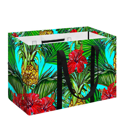 Pineapple Hibiscus Hawaii Pattern Print Utility Tote Bag