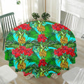 Pineapple Hibiscus Hawaii Pattern Print Waterproof Round Tablecloth