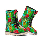 Pineapple Hibiscus Hawaii Pattern Print Winter Boots