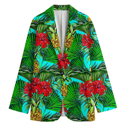 Pineapple Hibiscus Hawaii Pattern Print Women's Blazer