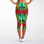 Pineapple Hibiscus Hawaii Pattern Print Women's Capri Leggings
