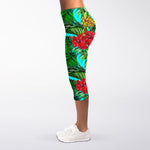 Pineapple Hibiscus Hawaii Pattern Print Women's Capri Leggings