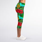 Pineapple Hibiscus Hawaii Pattern Print Women's Capri Leggings