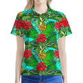 Pineapple Hibiscus Hawaii Pattern Print Women's Polo Shirt