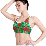 Pineapple Hibiscus Hawaii Pattern Print Women's Sports Bra
