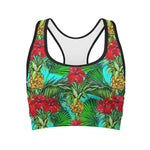 Pineapple Hibiscus Hawaii Pattern Print Women's Sports Bra