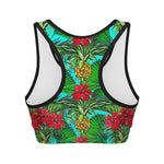 Pineapple Hibiscus Hawaii Pattern Print Women's Sports Bra