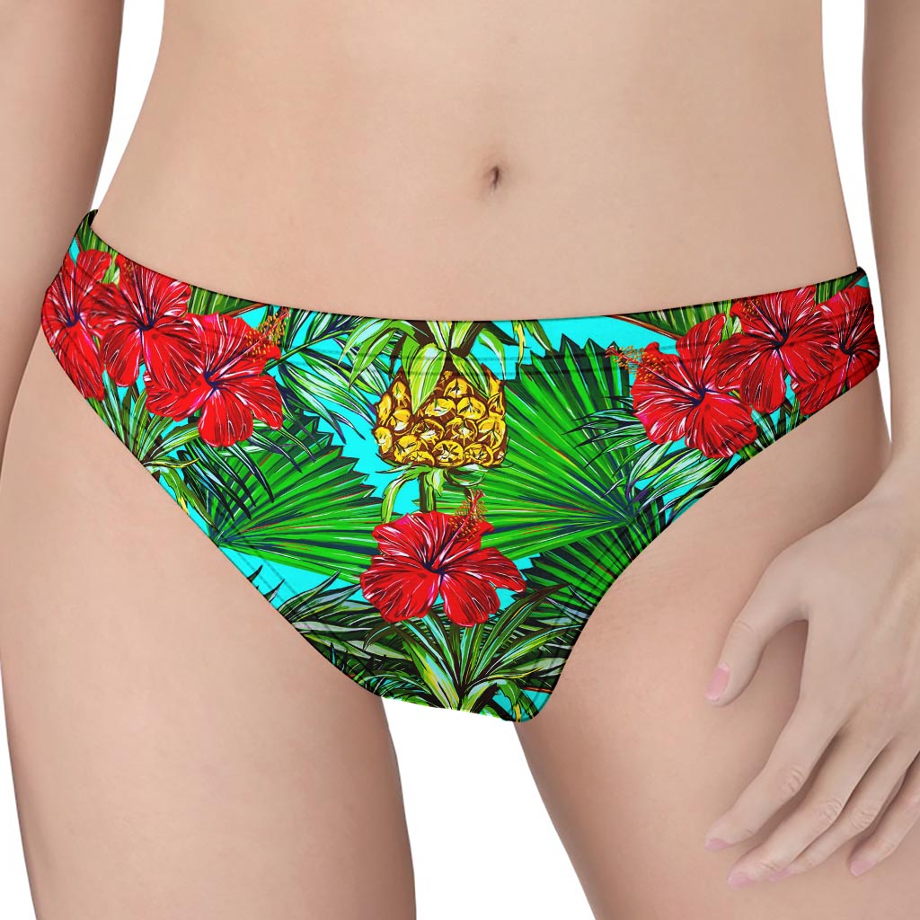 Pineapple Hibiscus Hawaii Pattern Print Women's Thong