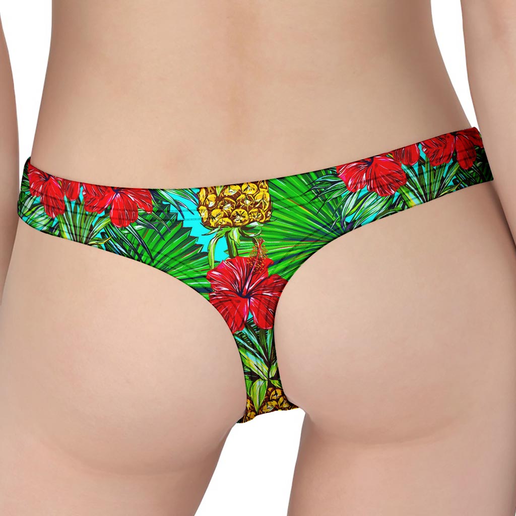 Pineapple Hibiscus Hawaii Pattern Print Women's Thong