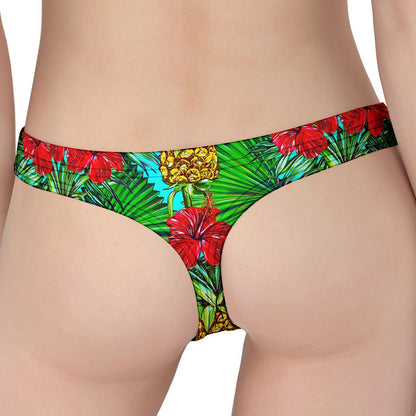 Pineapple Hibiscus Hawaii Pattern Print Women's Thong