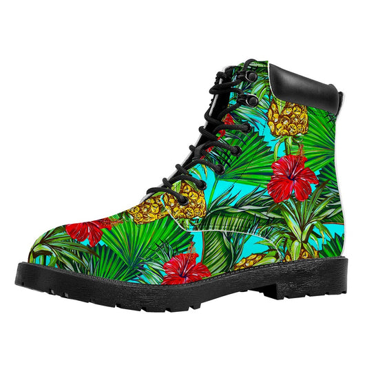 Pineapple Hibiscus Hawaii Pattern Print Work Boots