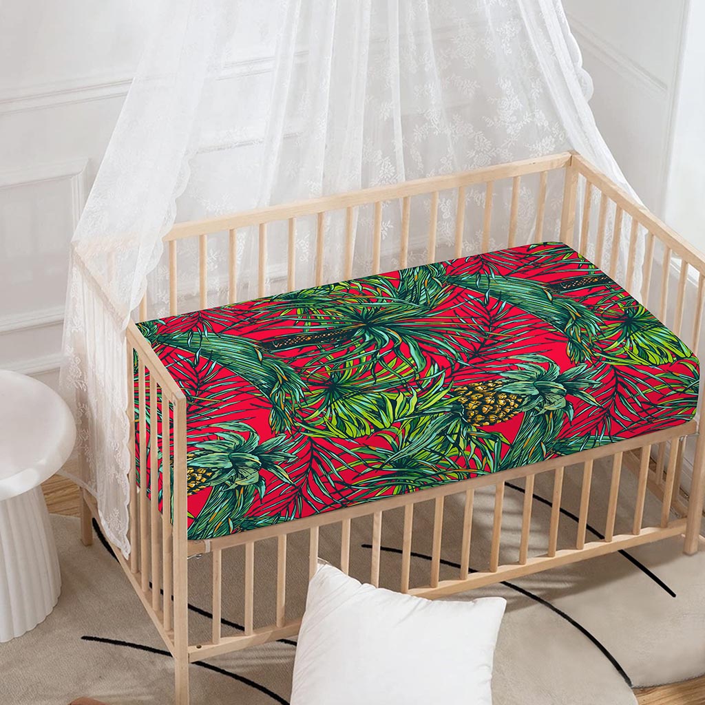 Pineapple Leaves Hawaii Pattern Print Baby Crib Sheet