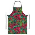 Pineapple Leaves Hawaii Pattern Print Bib Apron With Pocket