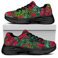 Pineapple Leaves Hawaii Pattern Print Black Chunky Shoes
