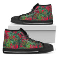 Pineapple Leaves Hawaii Pattern Print Black High Top Sneakers