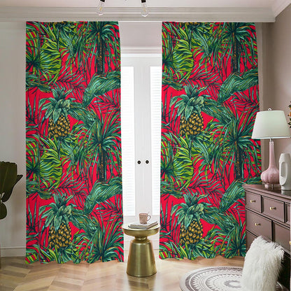 Pineapple Leaves Hawaii Pattern Print Blackout Pencil Pleat Curtains