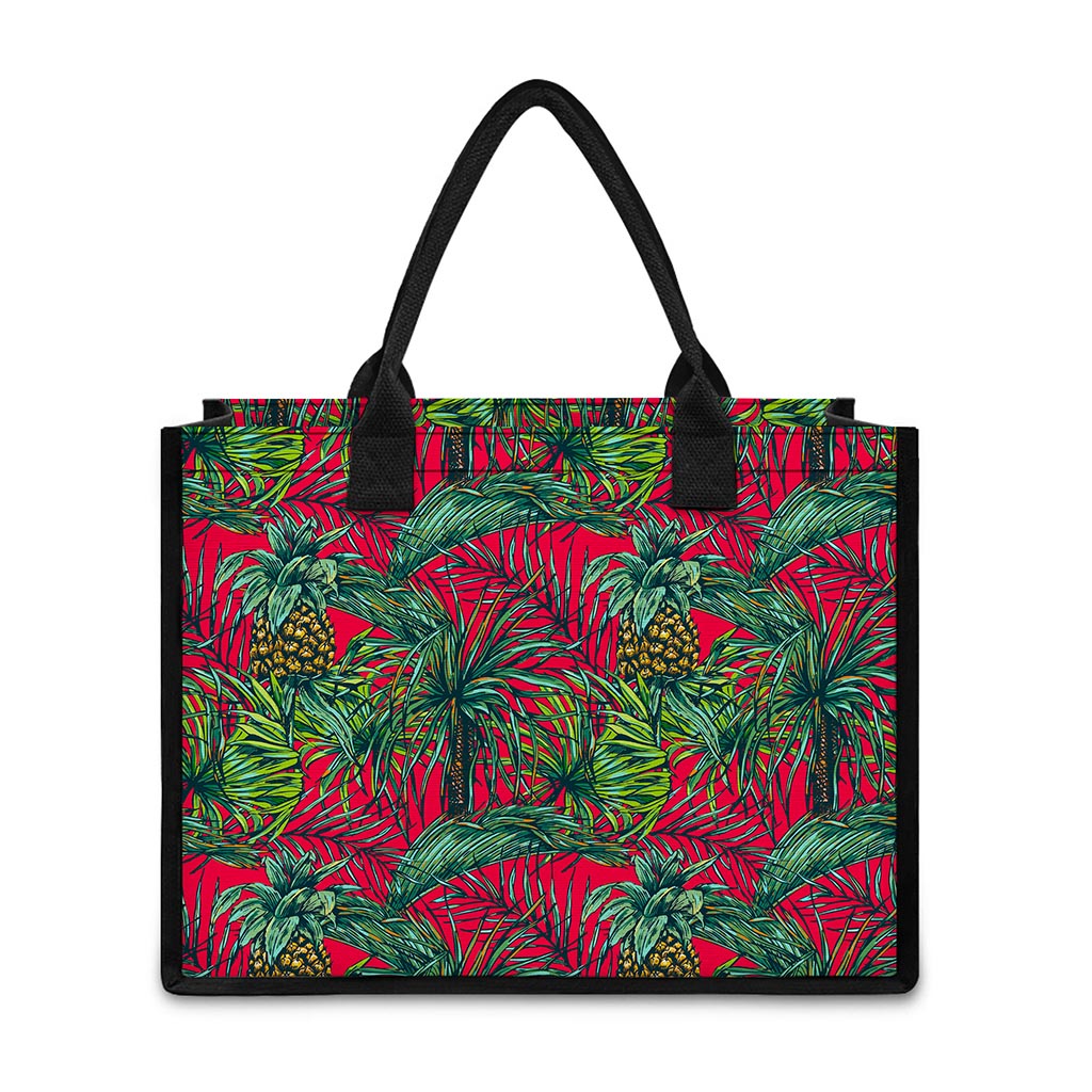 Pineapple Leaves Hawaii Pattern Print Canvas Tote Bag