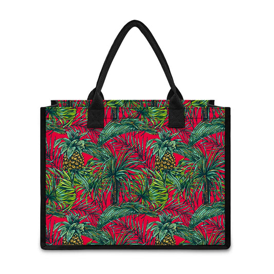 Pineapple Leaves Hawaii Pattern Print Canvas Tote Bag