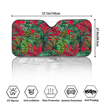 Pineapple Leaves Hawaii Pattern Print Car Windshield Sun Shade