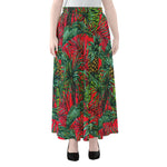Pineapple Leaves Hawaii Pattern Print Chiffon Maxi Skirt