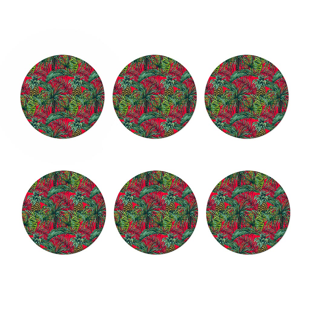 Pineapple Leaves Hawaii Pattern Print Coaster Set