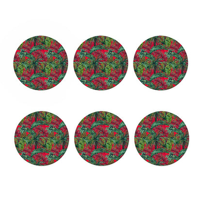 Pineapple Leaves Hawaii Pattern Print Coaster Set