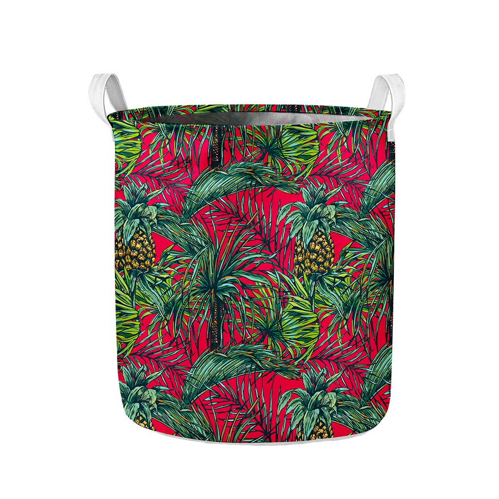 Pineapple Leaves Hawaii Pattern Print Collapsible Laundry Basket