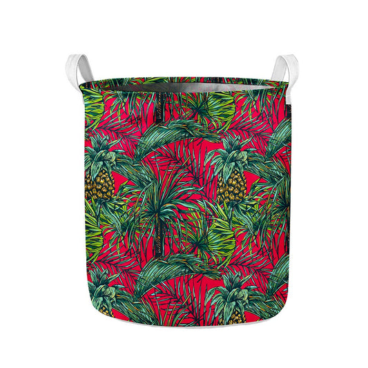 Pineapple Leaves Hawaii Pattern Print Collapsible Laundry Basket