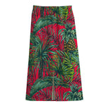 Pineapple Leaves Hawaii Pattern Print Cotton Front Slit Maxi Skirt