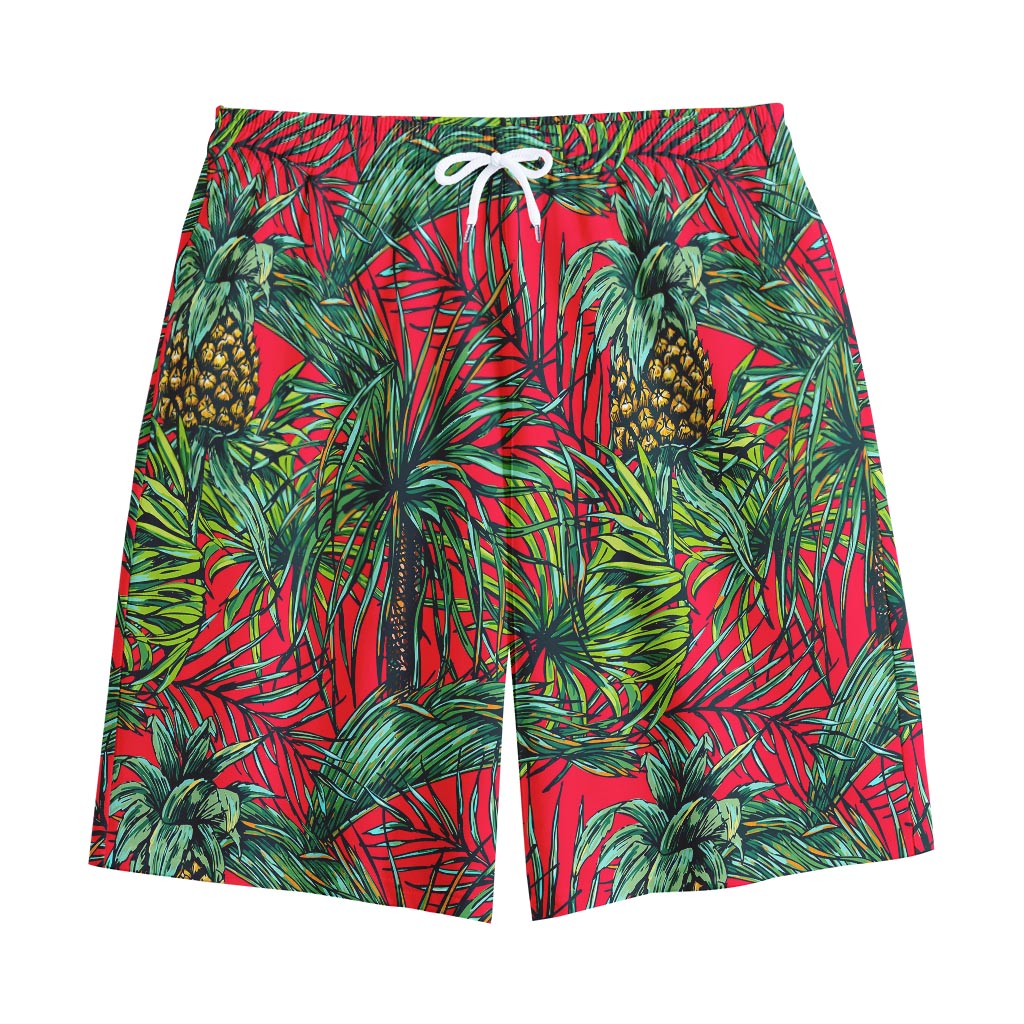 Pineapple Leaves Hawaii Pattern Print Cotton Shorts