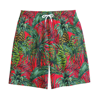 Pineapple Leaves Hawaii Pattern Print Cotton Shorts