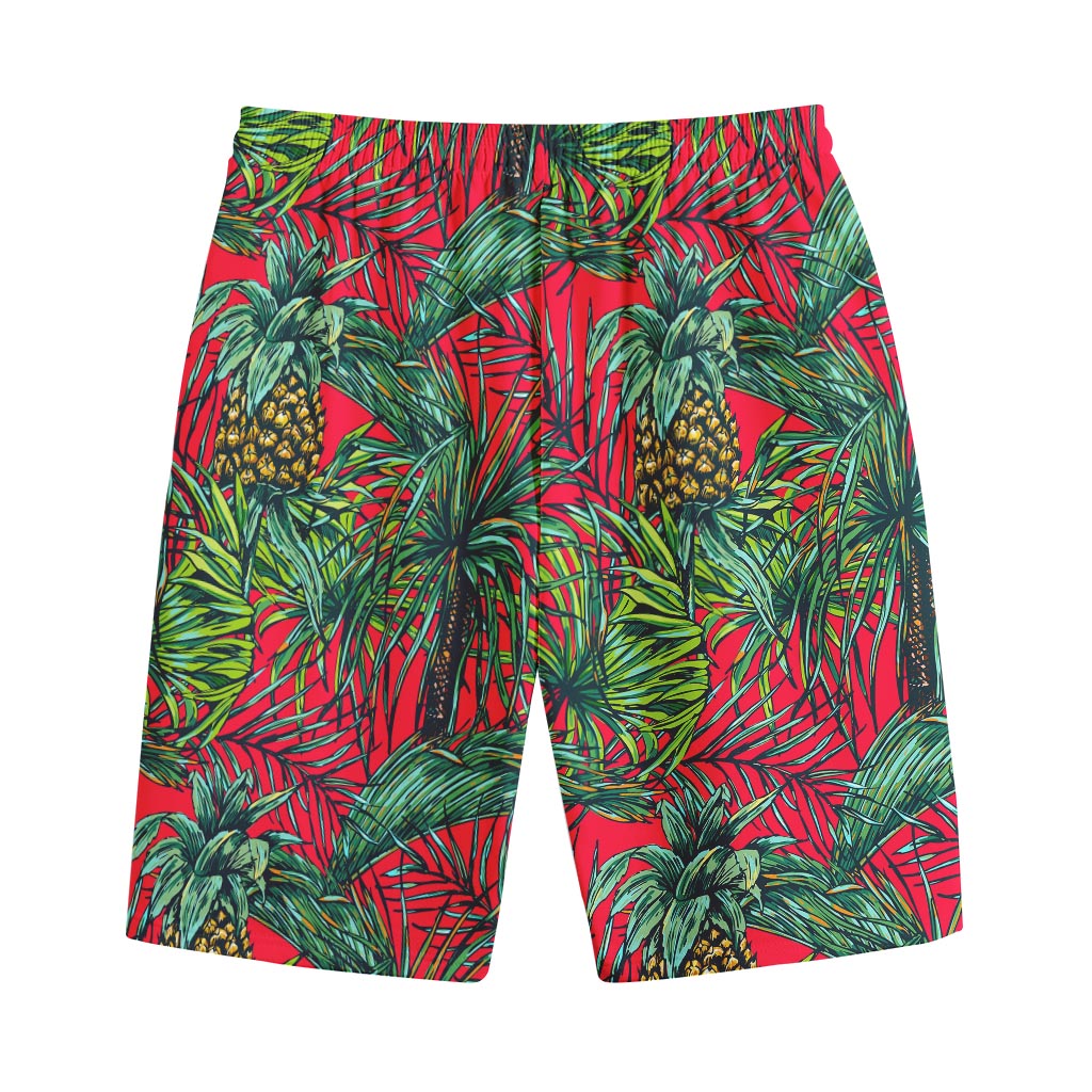 Pineapple Leaves Hawaii Pattern Print Cotton Shorts