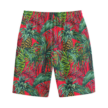 Pineapple Leaves Hawaii Pattern Print Cotton Shorts