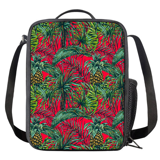 Pineapple Leaves Hawaii Pattern Print Crossbody Lunch Bag