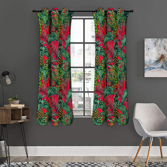 Pineapple Leaves Hawaii Pattern Print Curtain