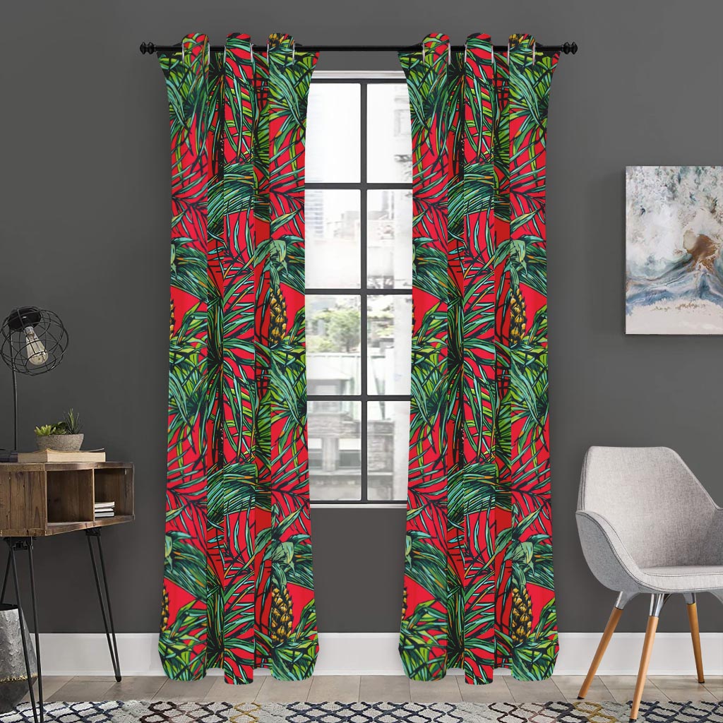 Pineapple Leaves Hawaii Pattern Print Curtain