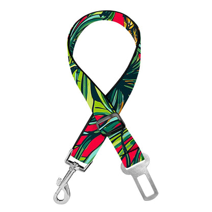 Pineapple Leaves Hawaii Pattern Print Dog Seat Belt