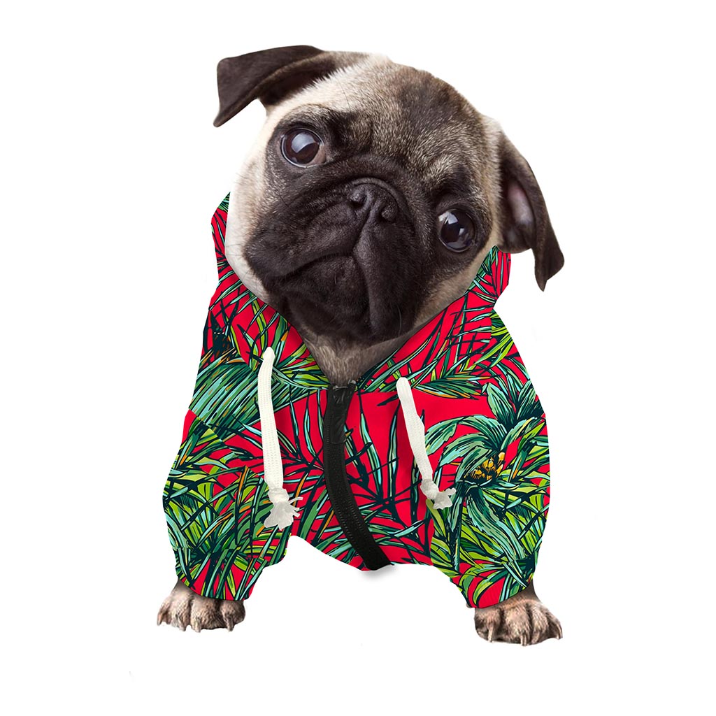 Pineapple Leaves Hawaii Pattern Print Dog Zip Up Hoodie