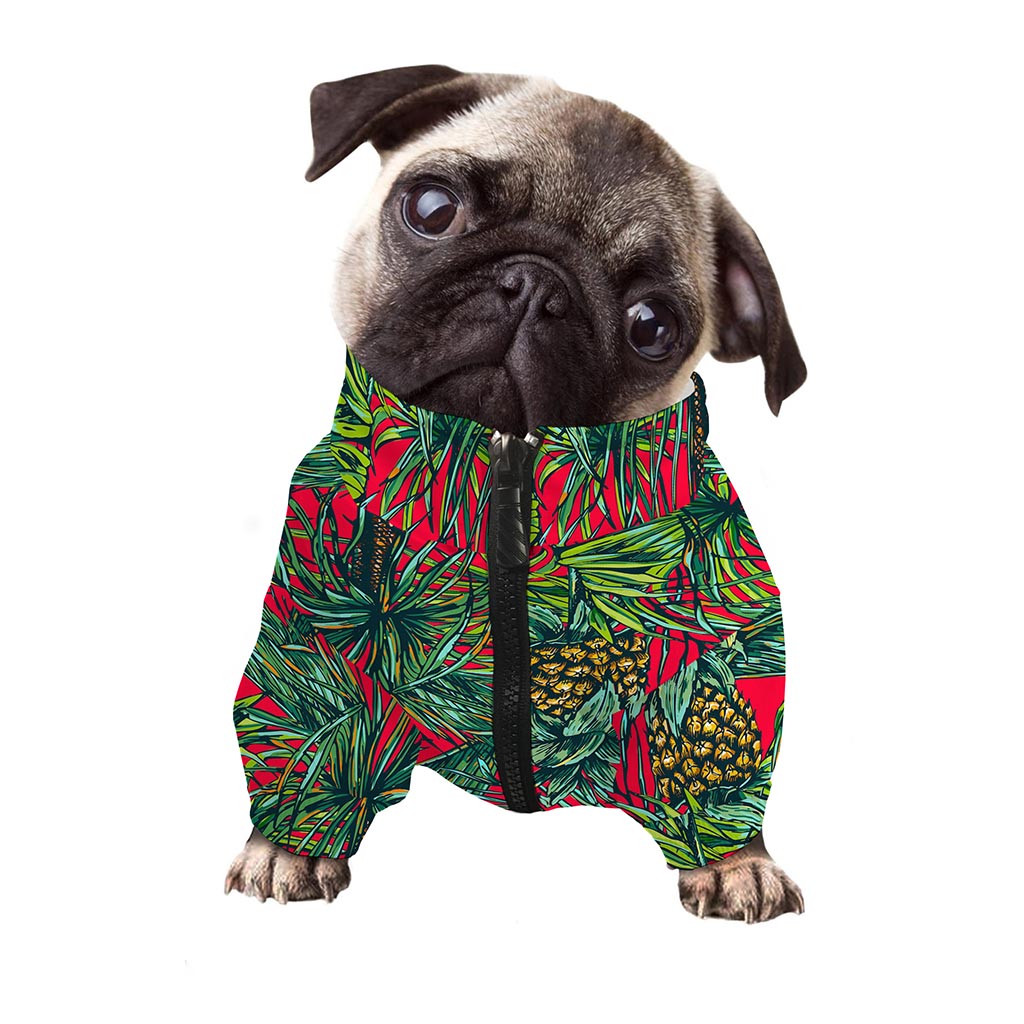 Pineapple Leaves Hawaii Pattern Print Dog Zip Up Jacket