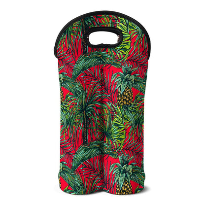 Pineapple Leaves Hawaii Pattern Print Double Neoprene Wine Tote