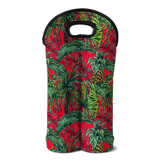 Pineapple Leaves Hawaii Pattern Print Double Neoprene Wine Tote