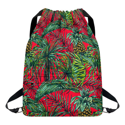 Pineapple Leaves Hawaii Pattern Print Drawstring Backpack