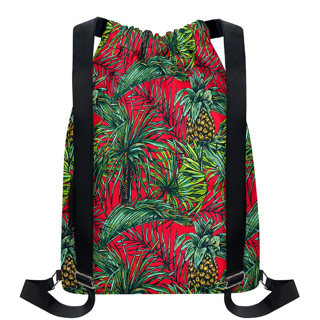 Pineapple Leaves Hawaii Pattern Print Drawstring Backpack