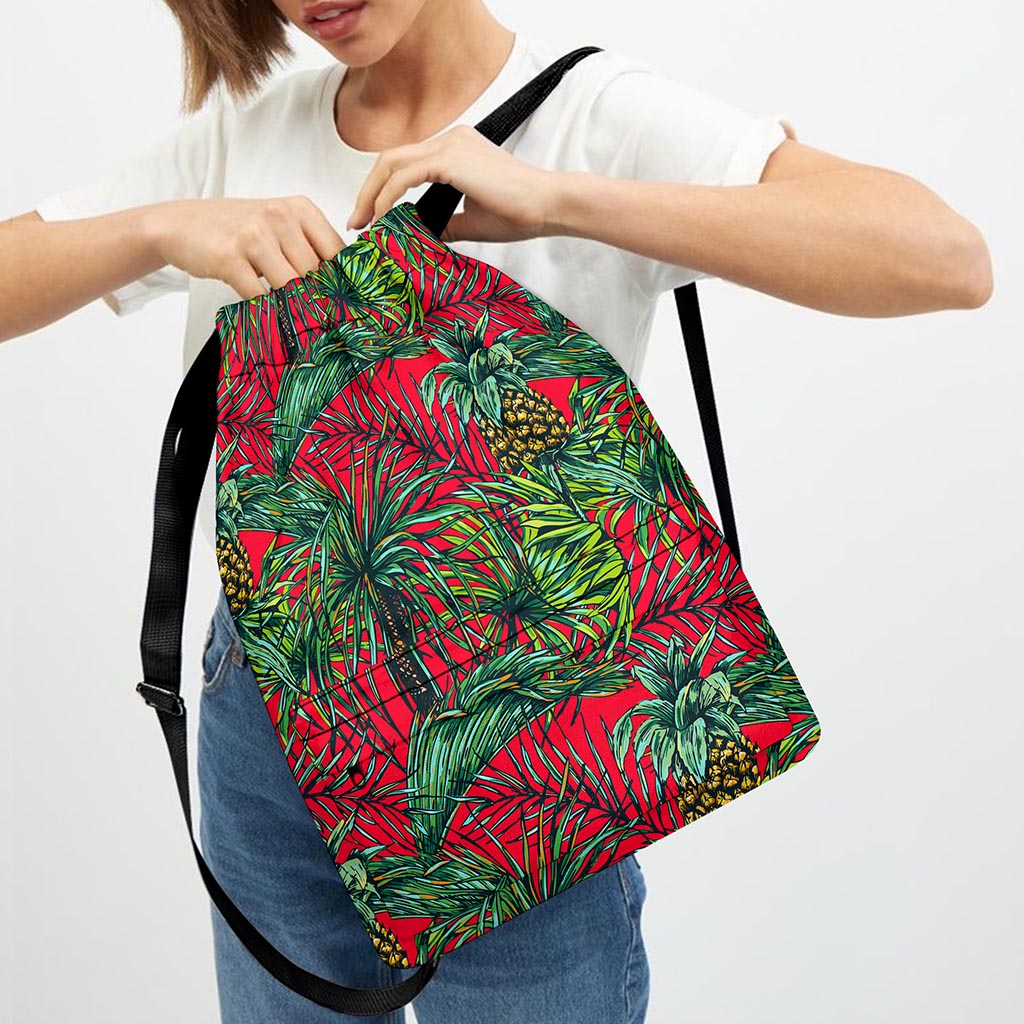 Pineapple Leaves Hawaii Pattern Print Drawstring Backpack