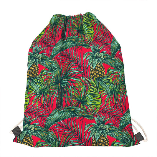 Pineapple Leaves Hawaii Pattern Print Drawstring Bag
