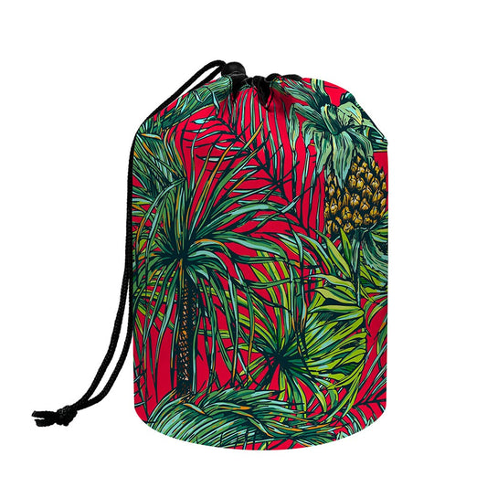 Pineapple Leaves Hawaii Pattern Print Drawstring Makeup Bag